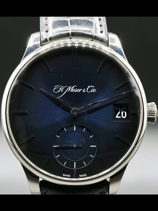 H. Moser and Cie. 2100-0202 Venturer Big Date White Gold Midnight Blue Fume Dial